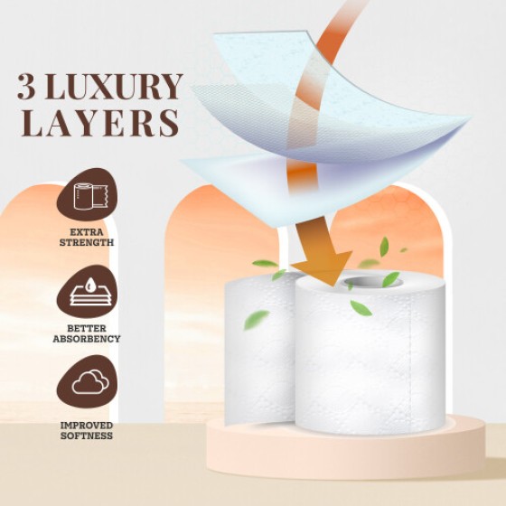 Paket 45 gulungan - Kertas toilet beraroma shea butter berlapis tiga lapis